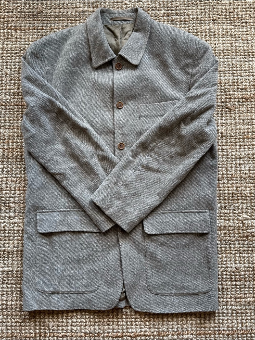 Daniel Hechter Men's Gray Wool-Blend Button Jacket